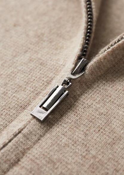 Cardigan Polo zippé en Laine Mérinos Extra Fine